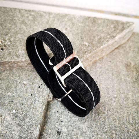 Froskemann Elastic Strap – Black w/ White Pinstripe