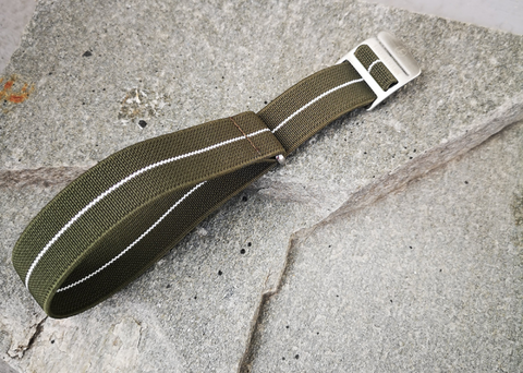 Froskemann Elastic Strap – Olive Green w/ White Pinstripe