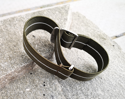 Froskemann Elastic Strap – Olive Green w/ White Pinstripe
